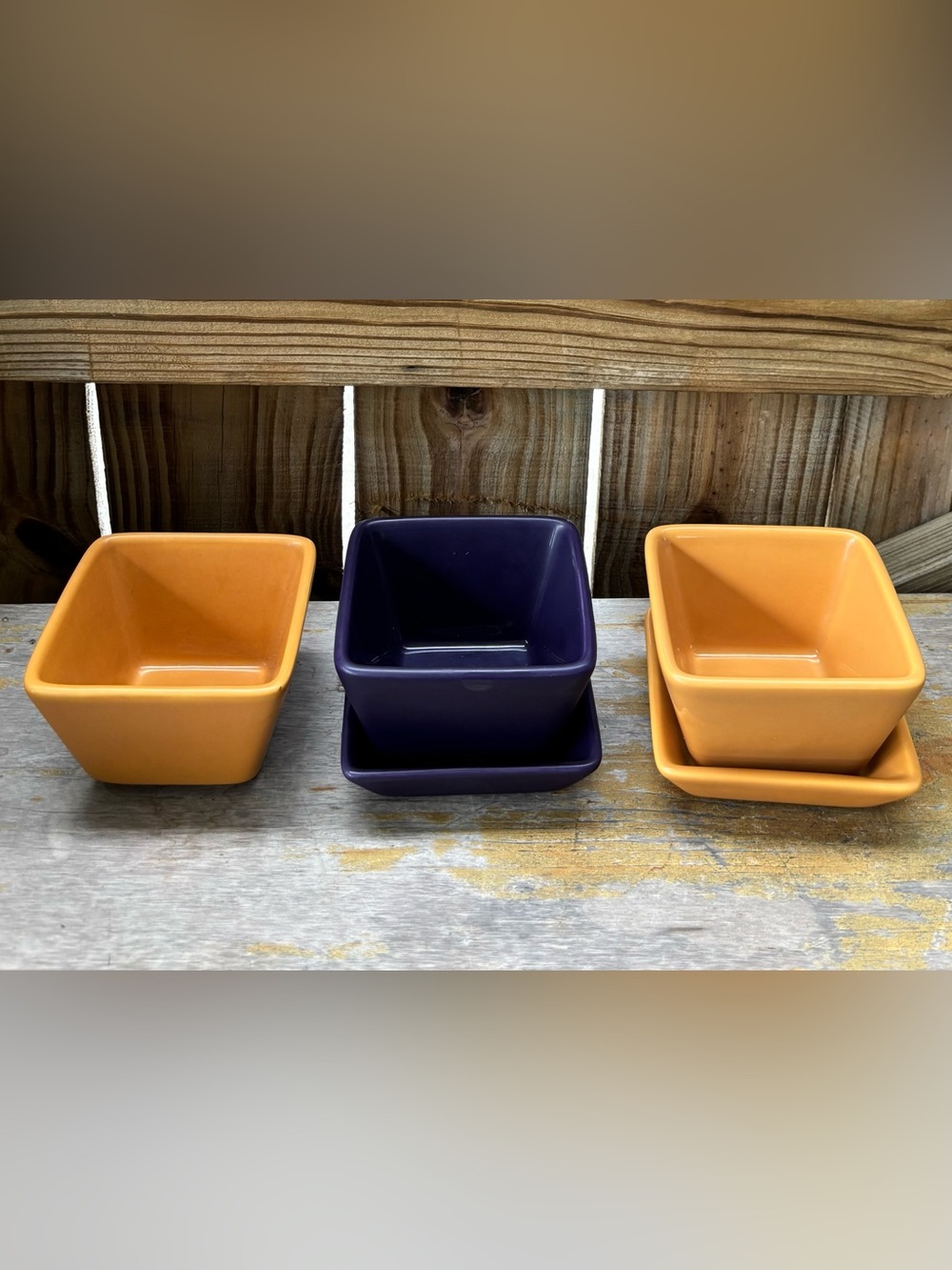 Set of 5 Simple Additions by Pampered Chef Square Condiment Bowls & Saucers
